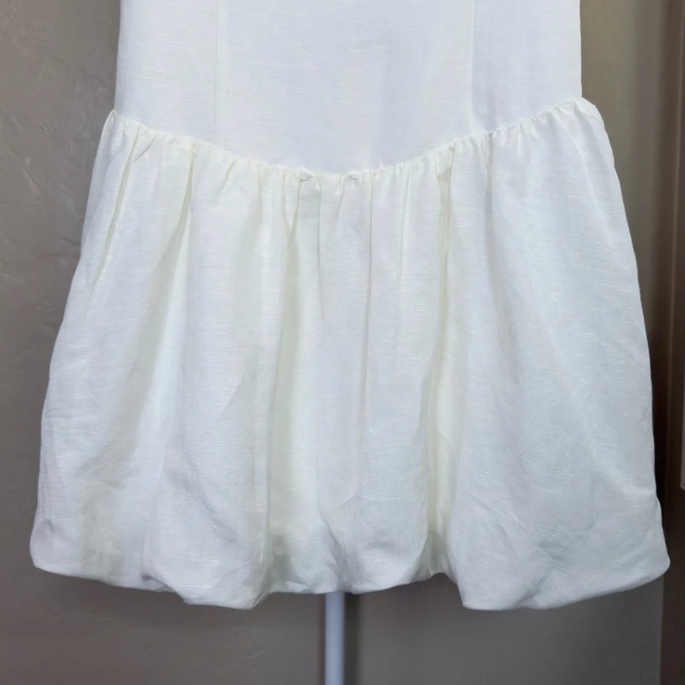 Ever New Heidi Bubble Hem Mini Dress Size 8 Cream Ivory Linen Blend NWT